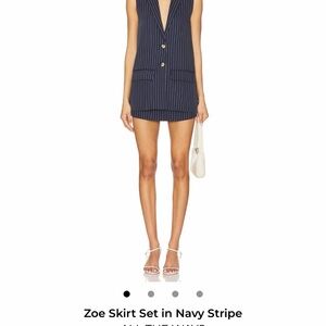 ALL THE WAYS Zoe skirt set in navy stripe size medium